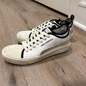 Karl Lagerfeld Monochrome Lace-Up Sneakers